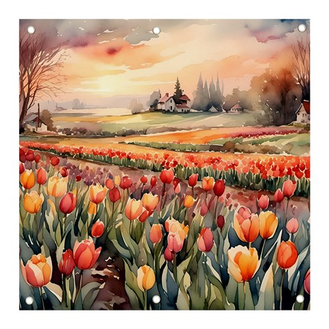 Tulips Field Tree Banner and Sign 3  x 3  from ArtsNow.com Front