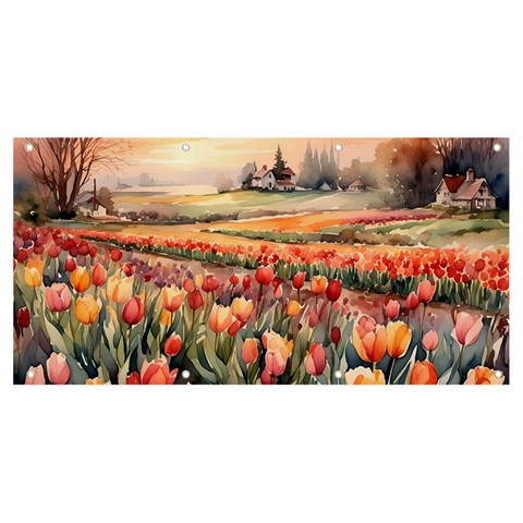 Tulips Field Tree Banner and Sign 8  x 4  from ArtsNow.com Front