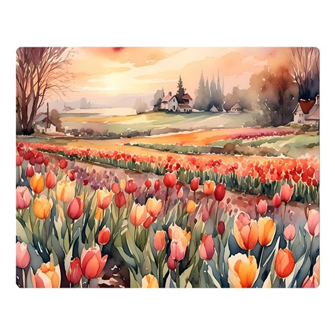 Tulips Field Tree 80  x 56  Premium Plush Fleece Blanket (Large) from ArtsNow.com 80 x60  Blanket Front