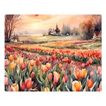 Tulips Field Tree 80  x 56  Premium Plush Fleece Blanket (Large)