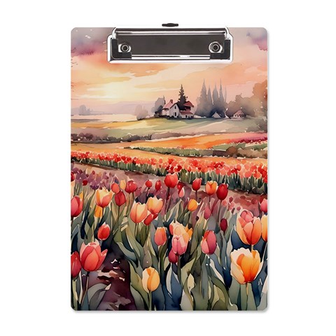 Tulips Field Tree A5 Acrylic Clipboard from ArtsNow.com Front
