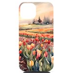 Tulips Field Tree iPhone 14 Black UV Print PC Hardshell Case
