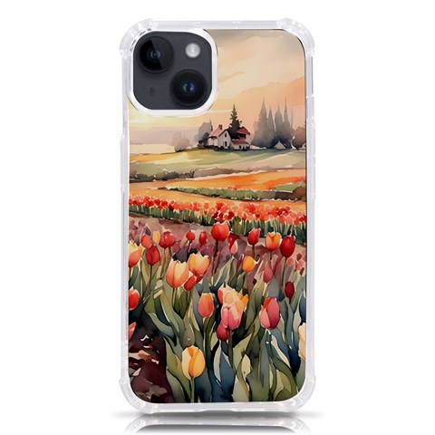 Tulips Field Tree iPhone 14 TPU UV Print Case from ArtsNow.com Front