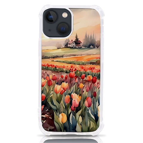 Tulips Field Tree iPhone 13 mini TPU UV Print Case from ArtsNow.com Front