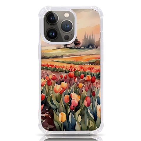Tulips Field Tree iPhone 13 Pro TPU UV Print Case from ArtsNow.com Front
