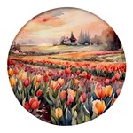 Tulips Field Tree Round Glass Fridge Magnet (4 pack)