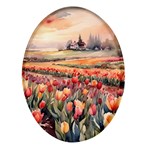 Tulips Field Tree Oval Glass Fridge Magnet (4 pack)