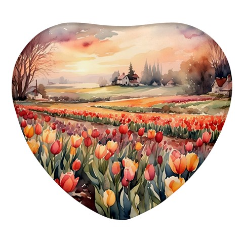 Tulips Field Tree Heart Glass Fridge Magnet (4 pack) from ArtsNow.com Front