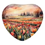 Tulips Field Tree Heart Glass Fridge Magnet (4 pack)