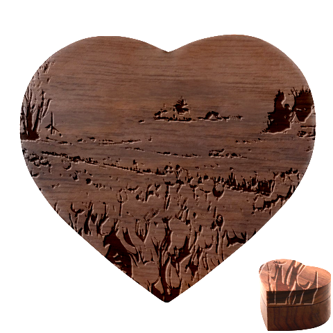 Tulips Field Tree Heart Wood Jewelry Box from ArtsNow.com Front