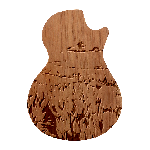 Tulips Field Tree Guitar Shape Wood Guitar Pick Holder Case And Picks Set from ArtsNow.com Front