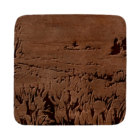 Tulips Field Tree Square Wood Guitar Pick Holder Case And Picks Set from ArtsNow.com Front