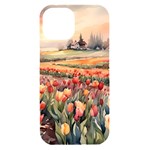 Tulips Field Tree iPhone 15 Black UV Print PC Hardshell Case