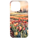 Tulips Field Tree iPhone 15 Pro Max Black UV Print PC Hardshell Case