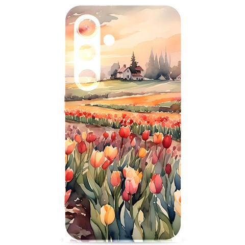 Tulips Field Tree Samsung Galaxy S24 6.2 Inch Black TPU UV Case from ArtsNow.com Front