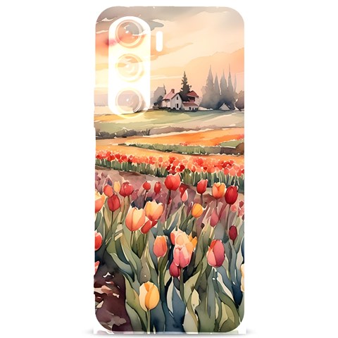 Tulips Field Tree Samsung Galaxy S24 Plus 6.7 Inch Black TPU UV Case from ArtsNow.com Front