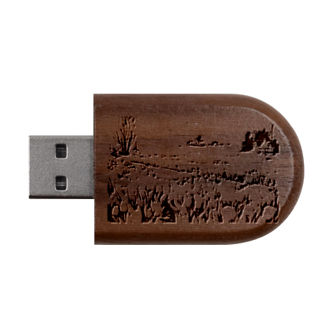Tulips Field Tree Wood Oval USB Flash Drive from ArtsNow.com USB