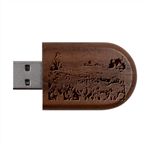 Tulips Field Tree Wood Oval USB Flash Drive