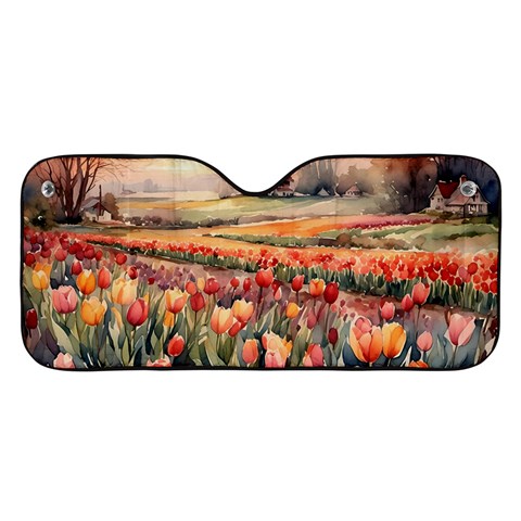 Tulips Field Tree Car Windshield Sunshade from ArtsNow.com Front