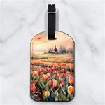 Tulips Field Tree Nappa Leather Luggage Tag Rectangle