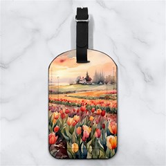 Tulips Field Tree Nappa Leather Luggage Tag Rectangle from ArtsNow.com Back