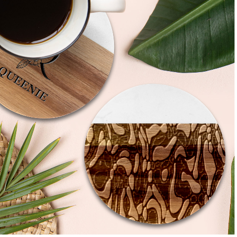 RBY 127 Marble Wood Coaster (Round) from ArtsNow.com Front