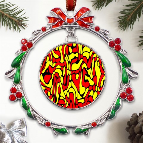 RBY 127 Metal X mas Wreath Ribbon Ornament from ArtsNow.com Front