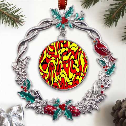 RBY 127 Metal X mas Wreath Holly leaf Ornament from ArtsNow.com Front