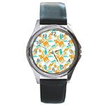 Design Pattern Seamless Tropical Round Metal Watch