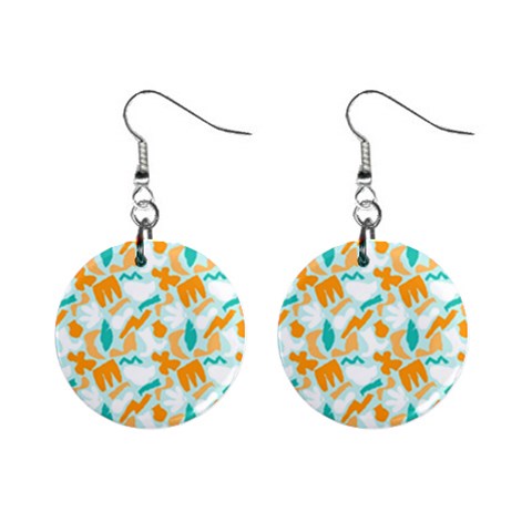 Design Pattern Seamless Tropical Mini Button Earrings from ArtsNow.com Front