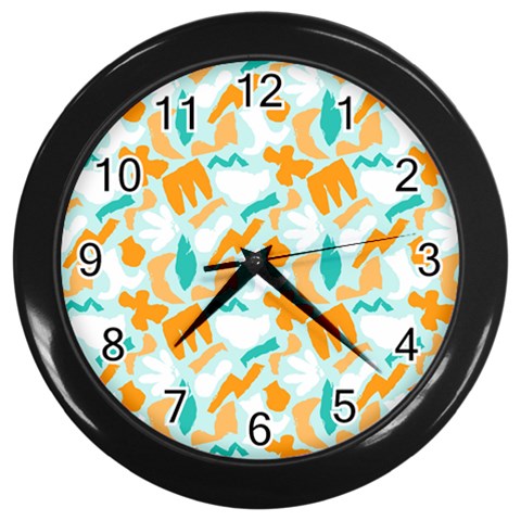 Design Pattern Seamless Tropical Wall Clock (Black) from ArtsNow.com Front