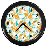 Design Pattern Seamless Tropical Wall Clock (Black)