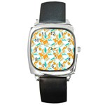 Design Pattern Seamless Tropical Square Metal Watch