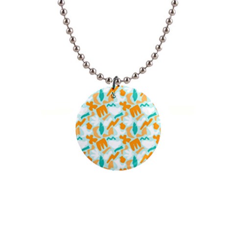 Design Pattern Seamless Tropical 1  Button Necklace from ArtsNow.com Front