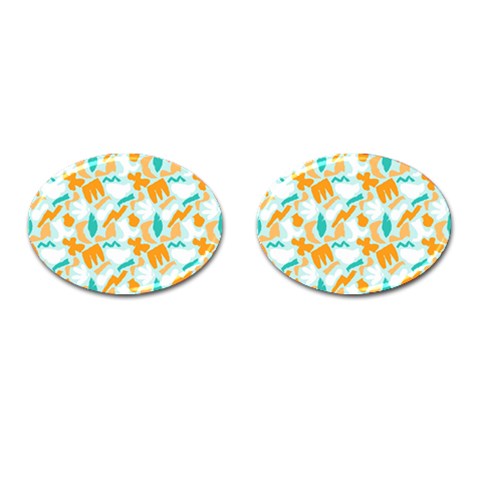 Design Pattern Seamless Tropical Cufflinks (Oval) from ArtsNow.com Front(Pair)