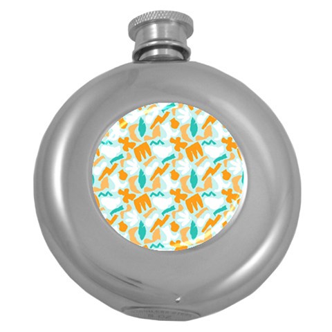 Design Pattern Seamless Tropical Round Hip Flask (5 oz) from ArtsNow.com Front