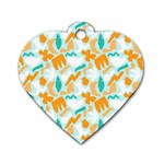 Design Pattern Seamless Tropical Dog Tag Heart (One Side)