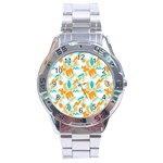 Design Pattern Seamless Tropical Stainless Steel Analogue Watch