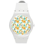 Design Pattern Seamless Tropical Round Plastic Sport Watch (M)