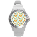 Design Pattern Seamless Tropical Round Plastic Sport Watch (L)