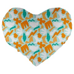 Design Pattern Seamless Tropical Large 19  Premium Heart Shape Cushions from ArtsNow.com Back