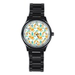 Design Pattern Seamless Tropical Stainless Steel Round Watch