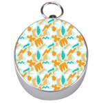 Design Pattern Seamless Tropical Silver Compasses