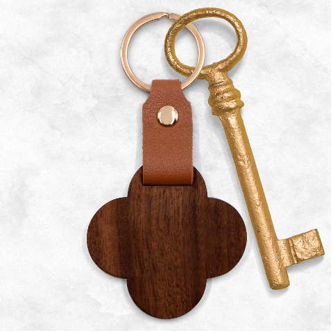 Design Pattern Seamless Tropical Engraved Wood Key Chain from ArtsNow.com Front