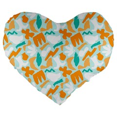 Design Pattern Seamless Tropical Large 19  Premium Flano Heart Shape Cushions from ArtsNow.com Front