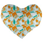 Design Pattern Seamless Tropical Large 19  Premium Flano Heart Shape Cushions