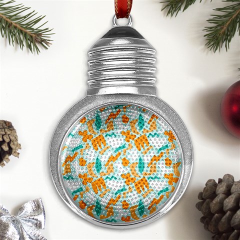 Design Pattern Seamless Tropical Metal Light Bulb Shape Ornament from ArtsNow.com Front
