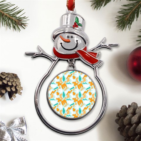 Design Pattern Seamless Tropical Metal Snowman Ornament from ArtsNow.com Front