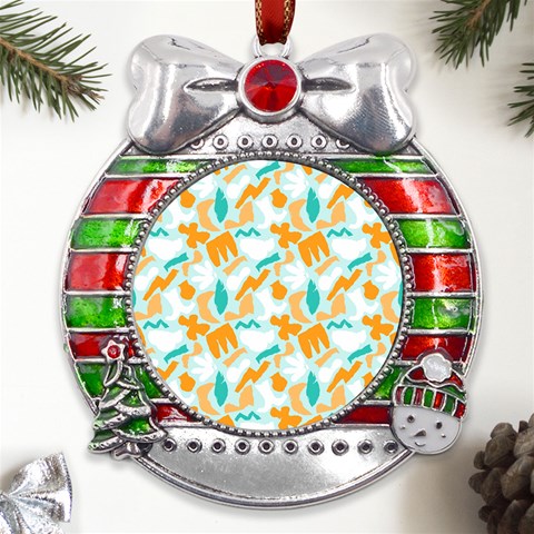 Design Pattern Seamless Tropical Metal X Mas Ribbon With Red Crystal Round Ornament from ArtsNow.com Front