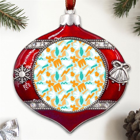 Design Pattern Seamless Tropical Metal Snowflake And Bell Red Ornament from ArtsNow.com Front